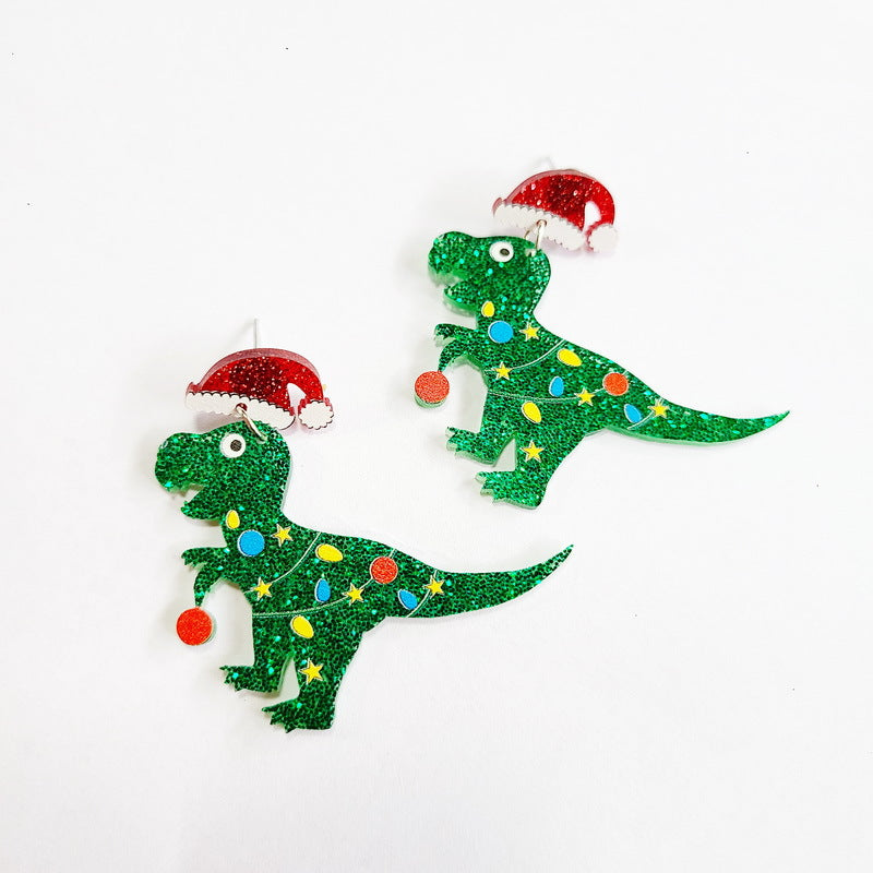 Wholesale Christmas Dinosaur Cactus Gingerbread Man Acrylic Earrings